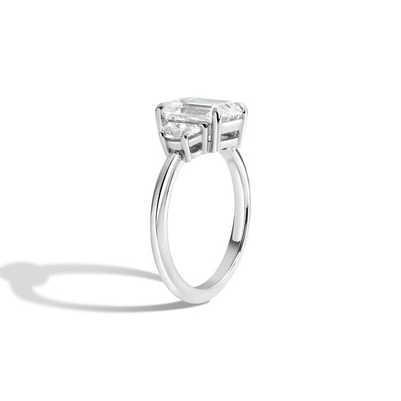 Zales x Shahla Certified Cushion Lab-Grown Center Diamond 2-1/3 CT. T.w. Arch Three Stone Engagement Ring in Platinum