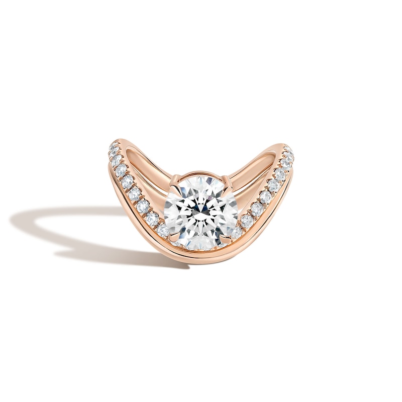 Main Image 3 of Zales x SHAHLA 2-1/3 CT. T.W. Certified Lab-Grown Diamond Zaha Dip Pavé Engagement Ring in 14K Rose Gold (F/VS2)