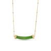Thumbnail Image 1 of Jade and 1/10 CT. T.W. Diamond Cuff Bar Necklace in 10K Gold