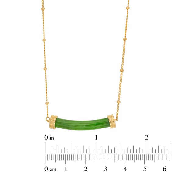 Jade and 1/10 CT. T.w. Diamond Cuff Bar Necklace in 10K Gold