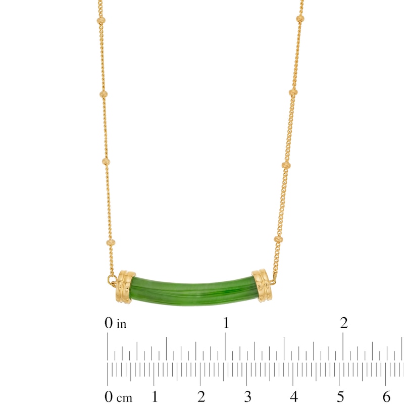 Main Image 4 of Jade and 1/10 CT. T.W. Diamond Cuff Bar Necklace in 10K Gold