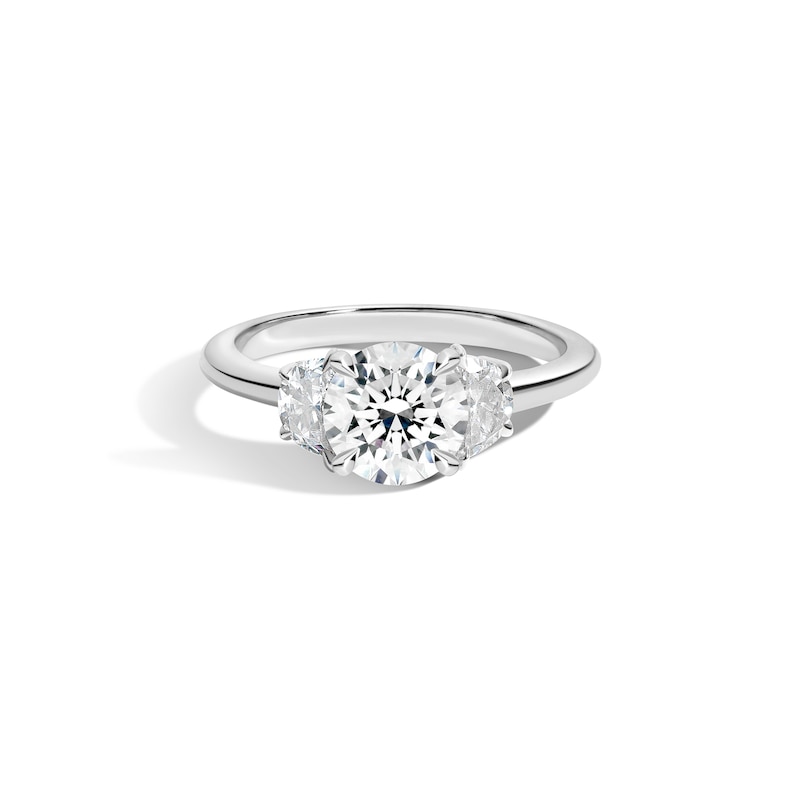 Main Image 1 of Zales x SHAHLA Certified Lab-Grown Center Diamond 2-1/2 CT. T.W. Arch Three Stone Engagement Ring in 14K White Gold