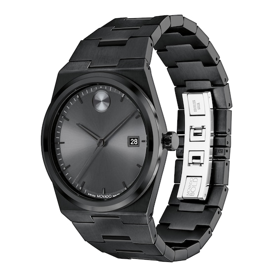 Men's' Movado BoldÂ® Quest Black IP Watch with Grey Dial (Model: 3601224)