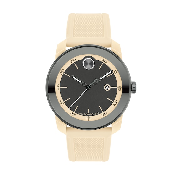 Men's Movado Bold Tr90 Grey IP Watch with Sand Silicone Strap and Grey Dial (Model: 3601207)