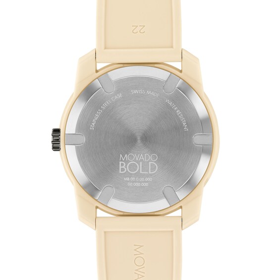 Men's Movado Bold Tr90 Grey IP Watch with Sand Silicone Strap and Grey Dial (Model: 3601207)