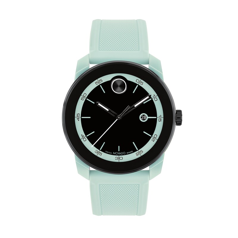 Main Image 1 of Men's Movado Bold TR90 Blue and Black IP Watch with Mint Blue Silicone Strap and Black Dial (Model: 3601208)