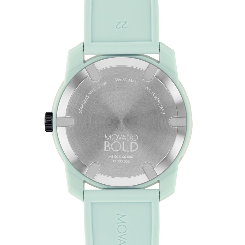 Main Image 3 of Men's Movado Bold TR90 Blue and Black IP Watch with Mint Blue Silicone Strap and Black Dial (Model: 3601208)