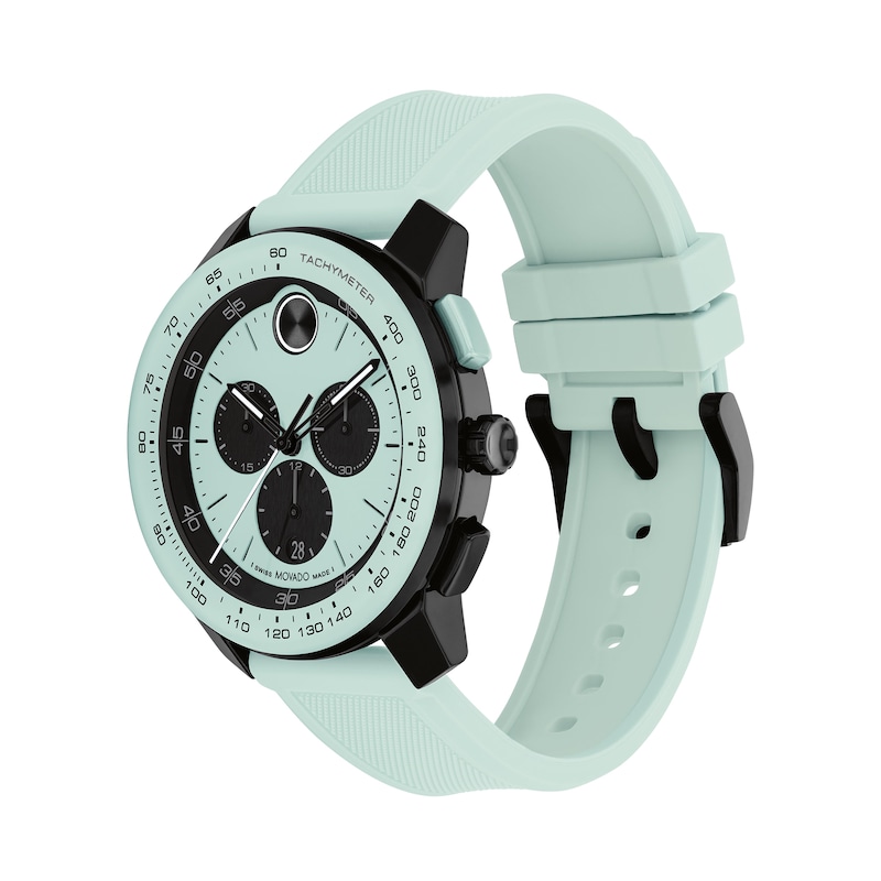 Main Image 2 of Men's Movado Bold TR90 Blue and Black IP Watch with Mint Blue Silicone Strap and Blue Dial (Model: 3601212)