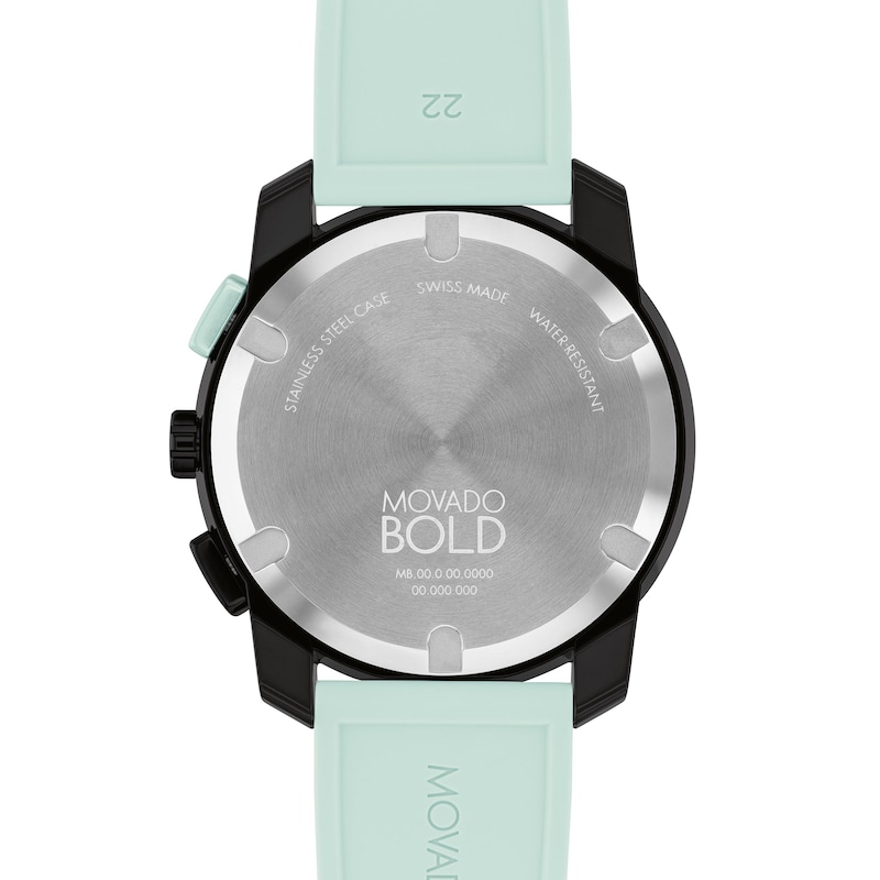 Main Image 3 of Men's Movado Bold TR90 Blue and Black IP Watch with Mint Blue Silicone Strap and Blue Dial (Model: 3601212)