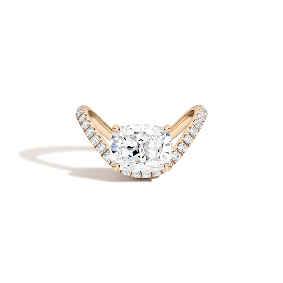 Zales x Shahla 2-1/4 CT. T.w. Certified Cushion-Cut Lab-Grown Diamond Zaha Dip PavÃ© Engagement Ring in 18K Gold