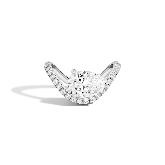 Zales x Shahla 2-1/4 CT. T.w. Certified Pear-Shaped Lab-Grown Diamond Zaha Dip PavÃ© Engagement Ring in 14K White Gold