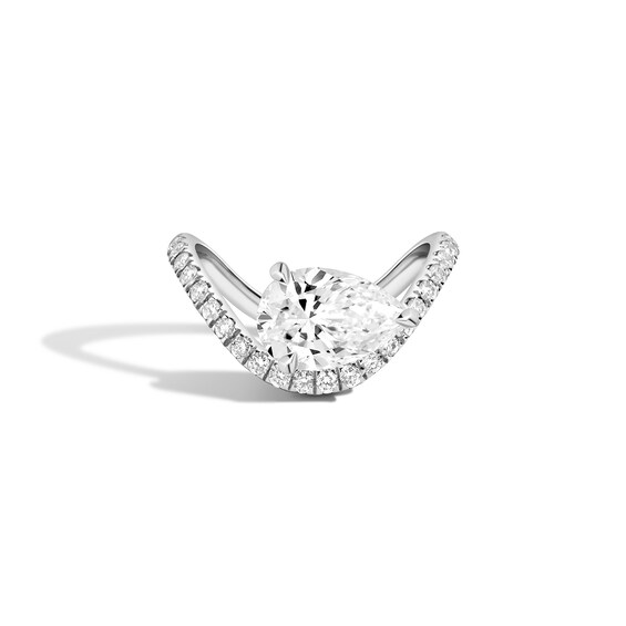Zales x Shahla 2-1/4 CT. T.w. Certified Pear-Shaped Lab-Grown Diamond Zaha Dip Pavé Engagement Ring in Platinum