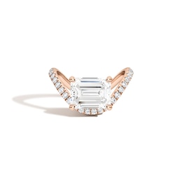 Zales x SHAHLA 2-1/4 CT. T.W. Certified Emerald-Cut Lab-Grown Diamond Zaha Dip Pavé Engagement Ring in 14K Rose Gold