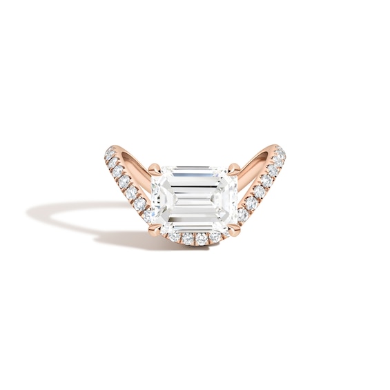 Zales x Shahla 2-1/4 CT. T.w. Certified Emerald-Cut Lab-Grown Diamond Zaha Dip PavÃ© Engagement Ring in 14K Rose Gold