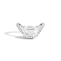 Zales x SHAHLA 2-1/4 CT. T.W. Certified Emerald-Cut Lab-Grown Diamond Zaha Dip Pavé Engagement Ring in 14K White Gold
