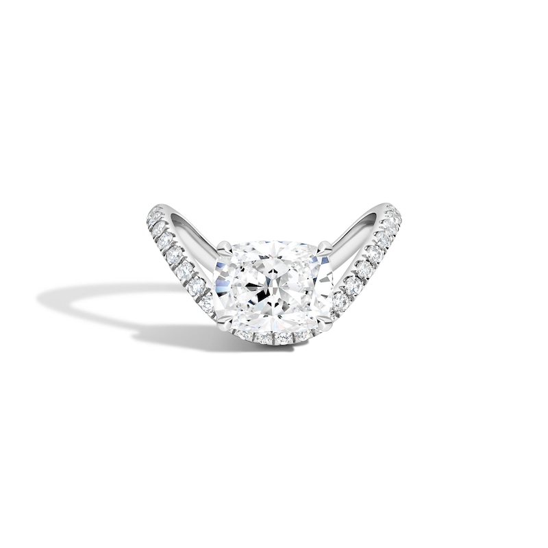 Main Image 1 of Zales x SHAHLA 2-1/4 CT. T.W. Certified Cushion-Cut Lab-Grown Diamond Zaha Dip Pavé Engagement Ring in 14K White Gold