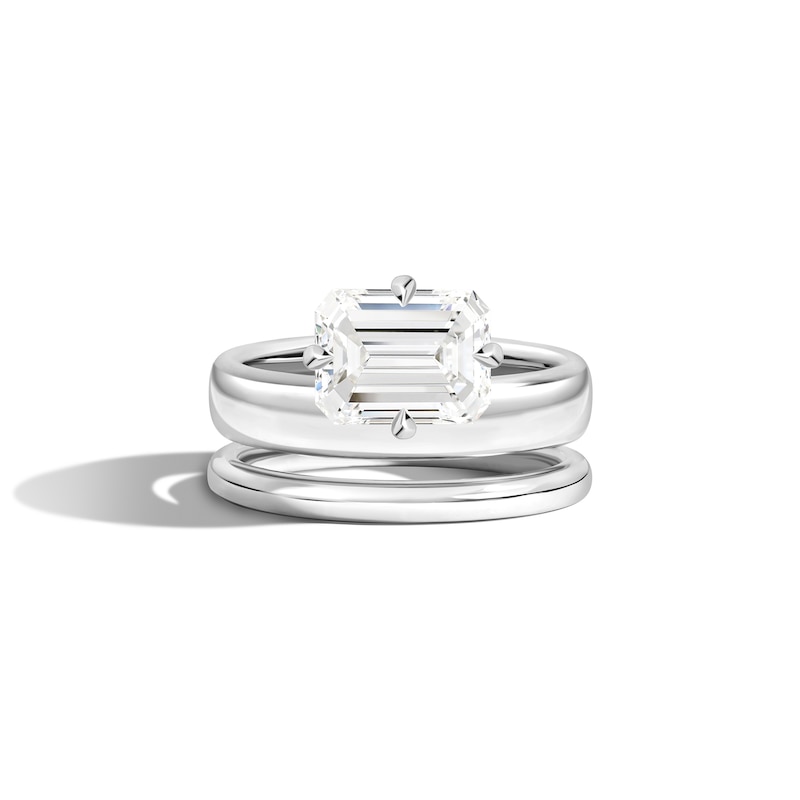 Main Image 1 of Zales x SHAHLA 2 CT. Certified Emerald Lab-Grown Diamond Solitaire Double Donut Engagement Ring in 14K White Gold