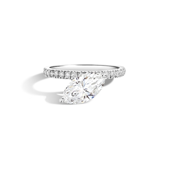Zales x Shahla 2-1/5 CT. T.w. Certified Marquise Lab-Grown Diamond Cantilever Pavé Engagement Ring in Platinum (F/Vs2)