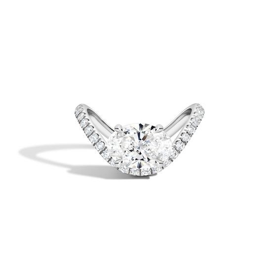Zales x Shahla 2-1/4 CT. T.w. Certified Oval Lab-Grown Diamond Zaha Dip PavÃ© Engagement Ring in 14K Gold (F/Vs2