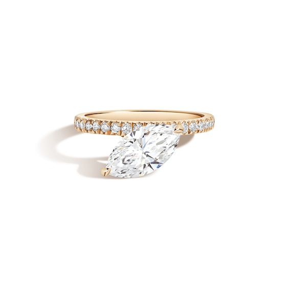 Zales x Shahla 2-1/5 CT. T.w. Certified Marquise Lab-Grown Diamond Cantilever PavÃ© Engagement Ring in 18K Gold (F/Vs2)