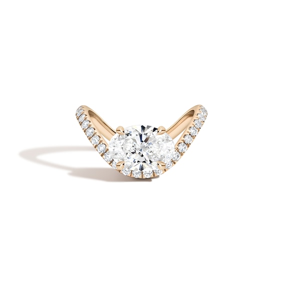 Zales x Shahla 2-1/4 CT. T.w. Certified Oval Lab-Grown Diamond Zaha Dip PavÃ© Engagement Ring in 14K Gold (F/Vs2)