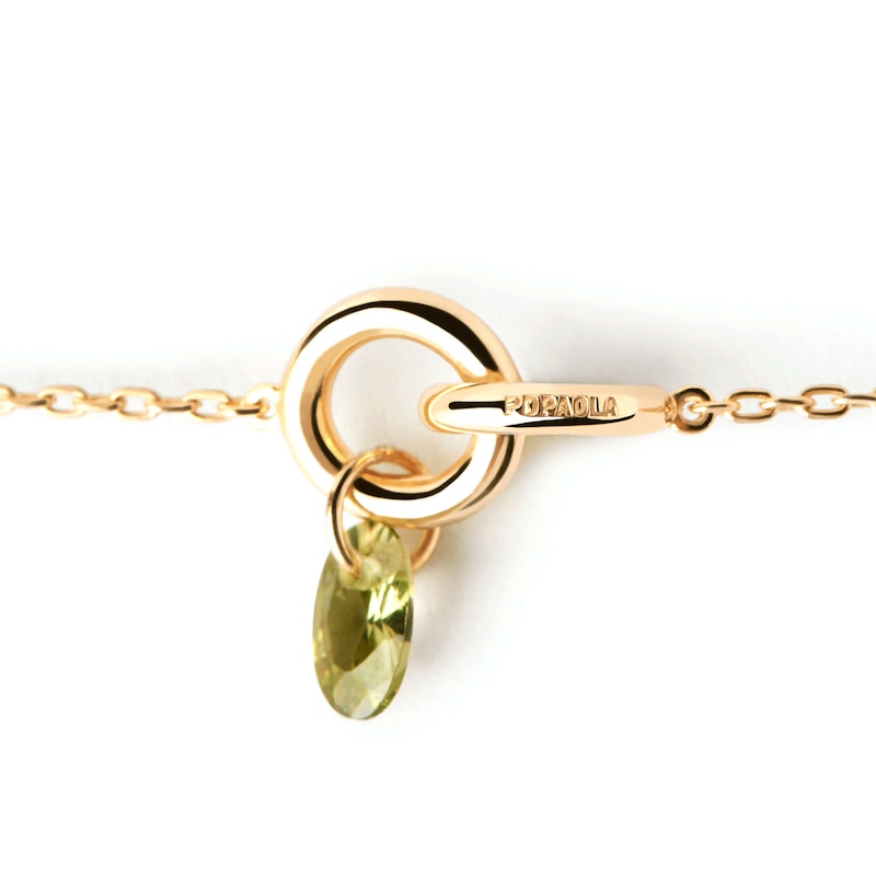 PDPAOLA™ at Zales Oval Green Cubic Zirconia Dangle Interlocking Circles Bracelet in Sterling Silver with 18K Gold Plate