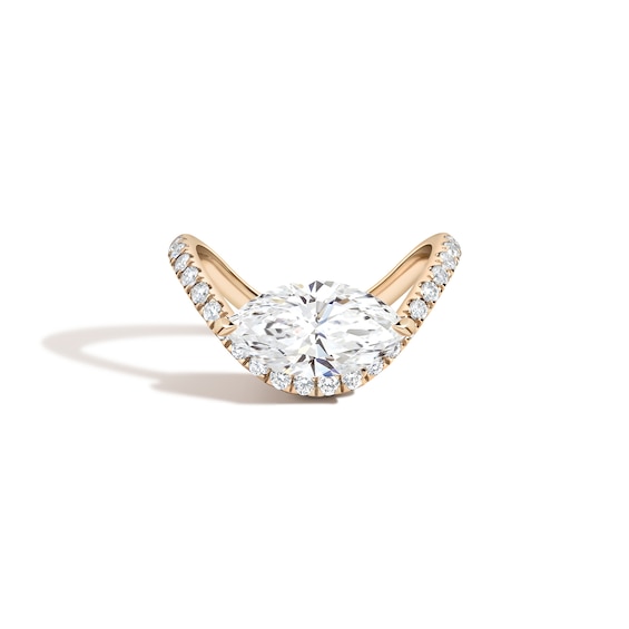 Zales x Shahla 2-1/4 CT. T.w. Certified Marquise Lab-Grown Diamond Zaha Dip PavÃ© Engagement Ring in 14K Gold (F/Vs2)
