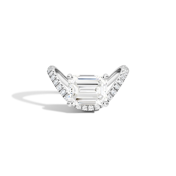 Zales x Shahla 2-1/4 CT. T.w. Certified Emerald-Cut Lab-Grown Diamond Zaha Dip PavÃ© Engagement Ring in Platinum