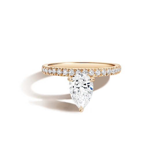 Zales x Shahla 2-1/5 CT. T.w. Certified Pear-Shaped Lab-Grown Diamond Cantilever Pavé Engagement Ring in 18K Gold