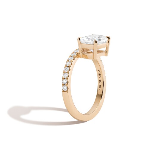 Zales x Shahla 2-1/5 CT. T.w. Certified Emerald-Cut Lab-Grown Diamond Cantilever PavÃ© Engagement Ring in 18K Gold