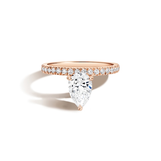 Zales x Shahla 2-1/5 CT. T.w. Certified Pear-Shaped Lab-Grown Diamond Cantilever Pavé Engagement Ring in 14K Rose Gold