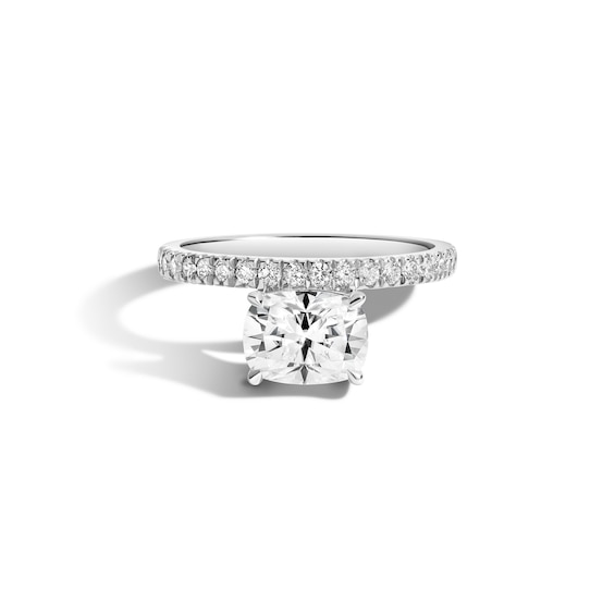 Zales x Shahla 2-1/5 CT. T.w. Certified Cushion Lab-Grown Diamond Cantilever PavÃ© Engagement Ring in 14K White Gold