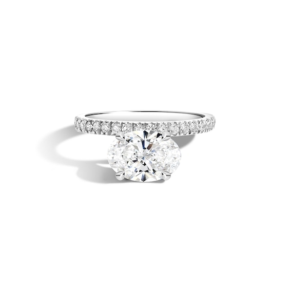 Zales x Shahla 2-1/5 CT. T.w. Certified Oval Lab-Grown Diamond Cantilever Pavé Engagement Ring in Platinum (F/Vs2)