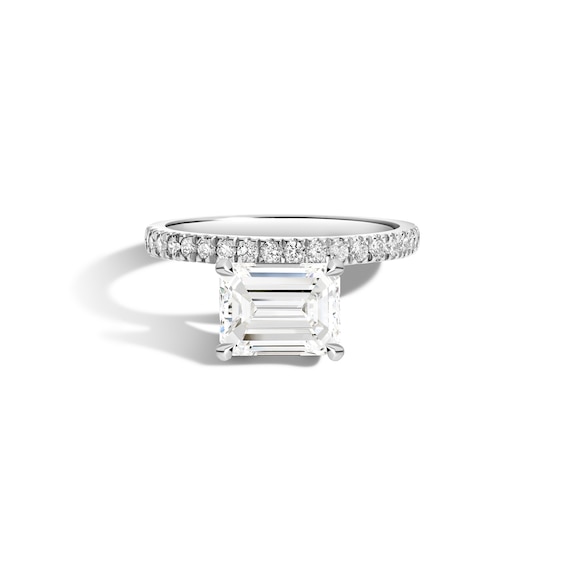 Zales x Shahla 2-1/5 CT. T.w. Certified Emerald-Cut Lab-Grown Diamond Cantilever Pavé Engagement Ring in Platinum