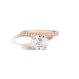 Zales x SHAHLA 2-1/5 CT. T.W. Certified Oval Lab-Grown Diamond Cantilever Pavé Engagement Ring in 14K Rose Gold
