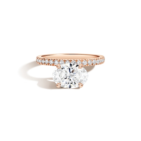 Zales x Shahla 2-1/5 CT. T.w. Certified Oval Lab-Grown Diamond Cantilever PavÃ© Engagement Ring in 14K Rose Gold