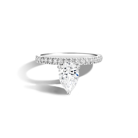 Zales x Shahla 2-1/5 CT. T.w. Certified Pear Lab-Grown Diamond Cantilever PavÃ© Engagement Ring in 14K White Gold