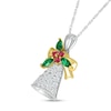 Thumbnail Image 2 of White Lab-Created Sapphire, Lab-Created Ruby and Lab-Created Emerald Bell Pendant in Sterling Silver and 10K Gold
