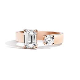 Zales x SHAHLA 1-5/8 CT. T.W. Certified Lab-Grown Diamond Gap Toi et Moi Engagement Ring in 14K Rose Gold (F/VS2)
