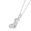 Thumbnail Image 2 of White Lab-Created Sapphire and Lab-Created Ruby Christmas Stocking Pendant in Sterling Silver