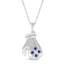 Blue Lab-Created Sapphire Mitten Pendant in Sterling Silver
