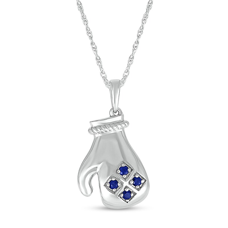 Main Image 1 of Blue Lab-Created Sapphire Mitten Pendant in Sterling Silver