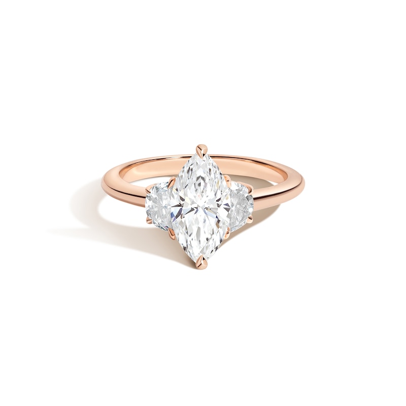 Main Image 1 of Zales x SHAHLA Certified Lab-Grown Center Diamond 2-1/3 CT. T.W. Arch Three Stone Engagement Ring in 14K Rose Gold