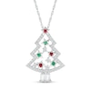 Thumbnail Image 1 of White Lab-Created Sapphire, Lab-Created Ruby and Lab-Created Emerald ChristmasTree Pendant in Sterling Silver