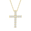 Thumbnail Image 1 of White Lab-Created Sapphire Cross Pendant in 10K Gold