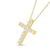 Thumbnail Image 2 of White Lab-Created Sapphire Cross Pendant in 10K Gold