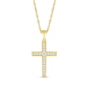 Thumbnail Image 1 of White Lab-Created Sapphire Cross Pendant in 10K Gold