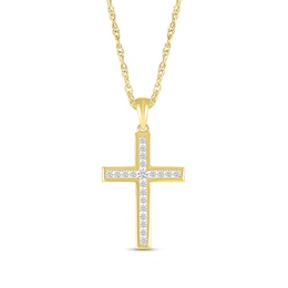 White Lab-Created Sapphire Cross Pendant in 10K Gold