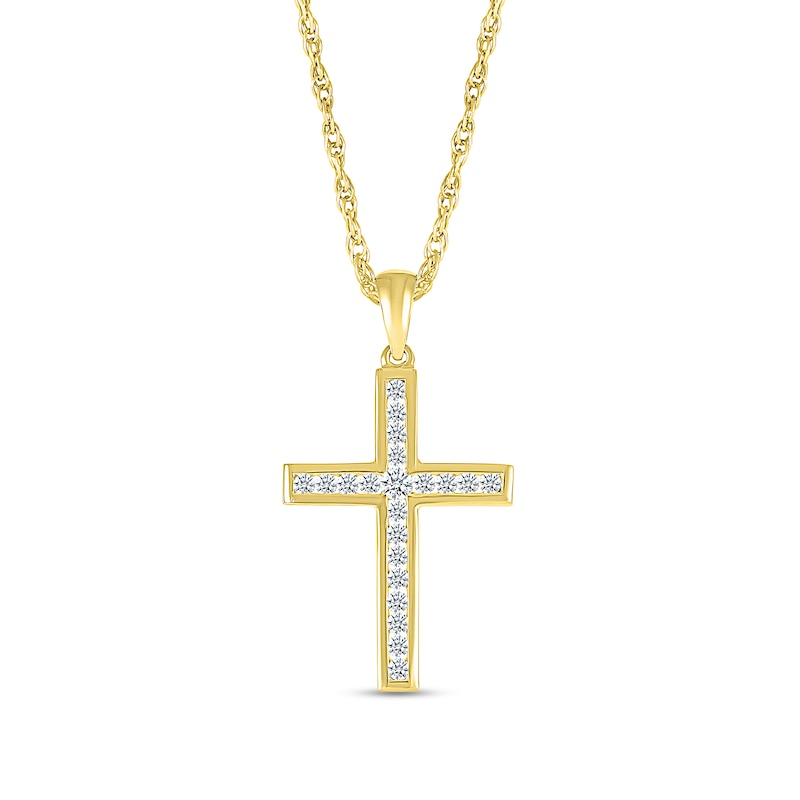 White Lab-Created Sapphire Cross Pendant in 10K Gold | Zales