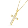 Thumbnail Image 2 of White Lab-Created Sapphire Cross Pendant in 10K Gold